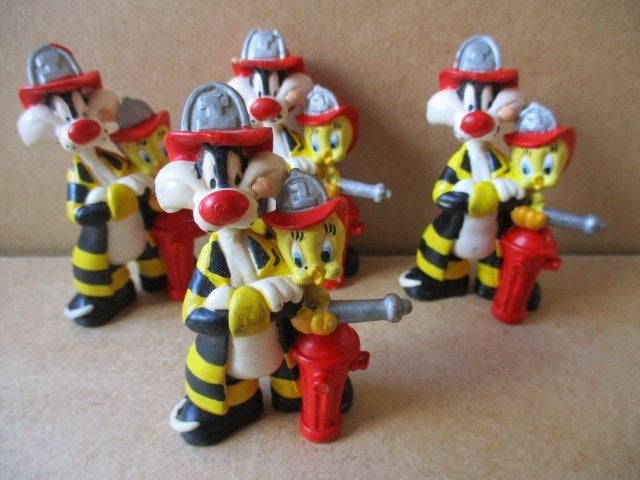 adv10443 tweety en sylvester poppetje 1, Ophalen, Looney Tunes, Gebruikt, Beeldje of Figuurtje