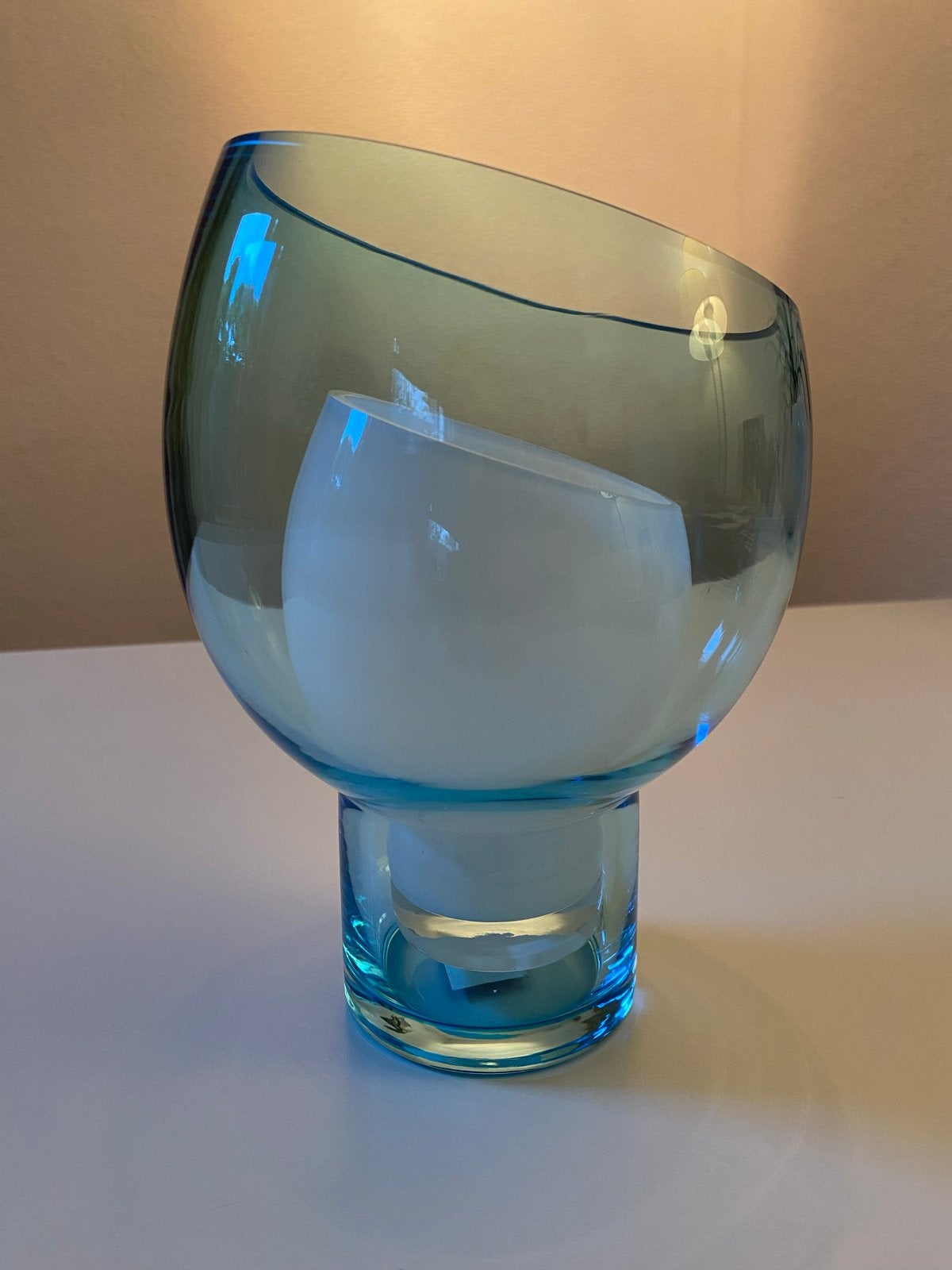 Leonardo windlicht, Blauw en Wit glas, Meerkleurig, Nieuw, Ophalen of Verzenden, Modern