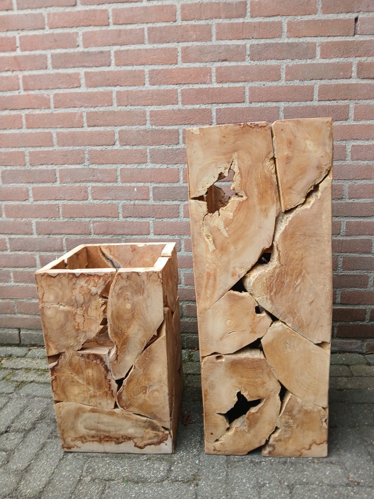 2 houten bloembakken, Ophalen of Verzenden, Zo goed als nieuw