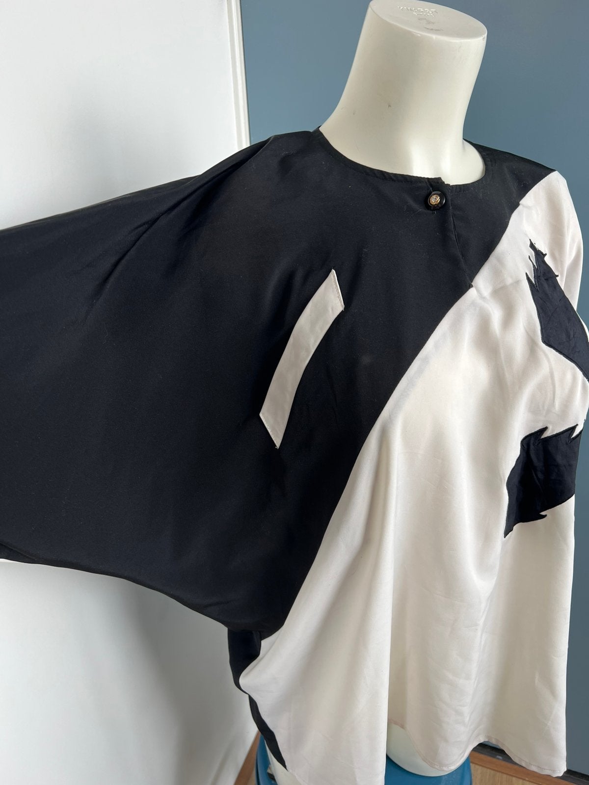 Fong leng for zwart roomwit vintage couture tuniek, Maat 38/40 (M), Wit, Ophalen of Verzenden, Zo goed als nieuw