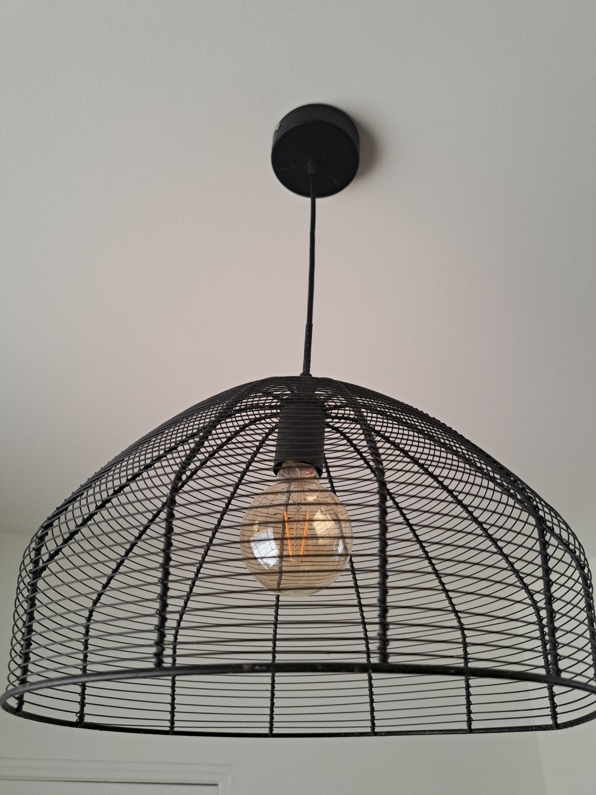 Zwarte draadlamp - industriële hanglamp, Industrieel, Modern, Zo goed als nieuw, Metaal, E27 (groot)