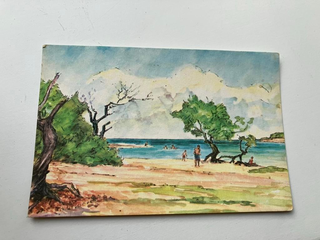 Ansichtkaart Curacao, strand bij nieuwpoort, Ophalen of Verzenden