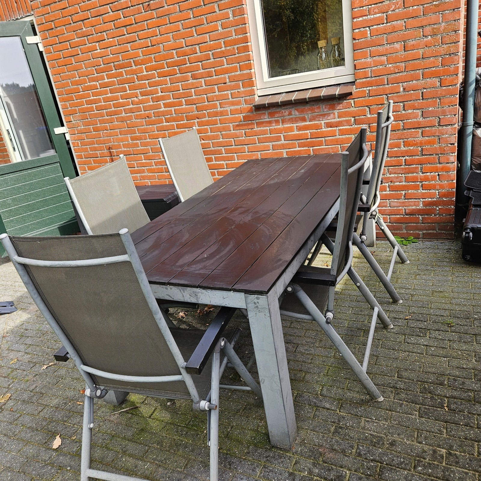 tuinset met 5 stoelen, Ophalen, Gebruikt, Aluminium