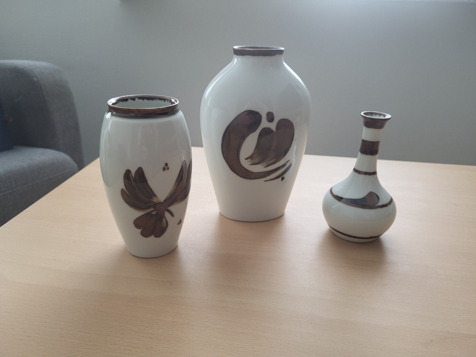 Set van 3 Bing & Grøndahl vazen, Deens porselein, Ophalen of Verzenden