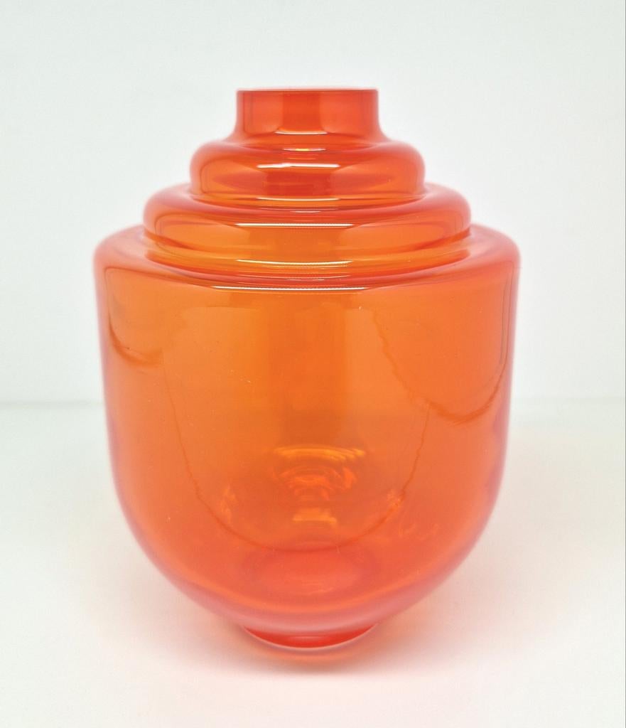 Floris Meydam Glasfabriek Leerdam oranje Ariane vaasje 2007., Antiek en Kunst, Antiek | Glas en Kristal, Ophalen of Verzenden