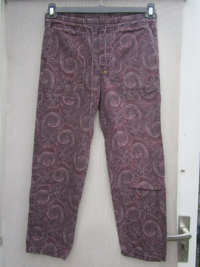Broek ZARA mt 36  donkerrood met  print  7/8  lang**, Verzenden, Zara, Nieuw, Maat 36 (S)