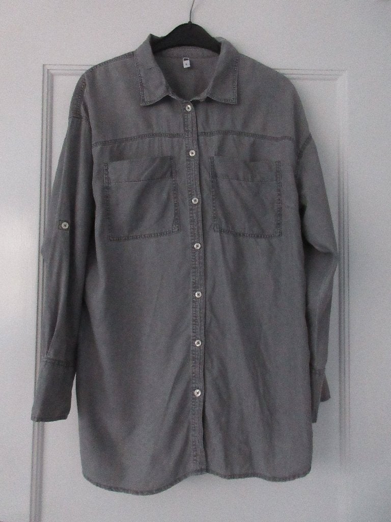 blouse, spijkerblouse hema L grijs, Maat 42/44 (L), Nieuw, Ophalen of Verzenden, Grijs