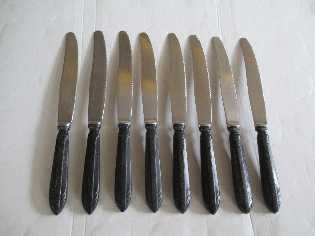8 dinermessen met ebba heft gero nr. 581, Ophalen of Verzenden, Gebruikt, Rvs of Chroom