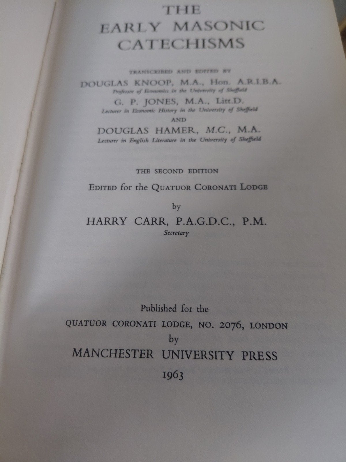 The Early Masonic Catechisms - Vrijmetselarij Geschiedenis, Ophalen of Verzenden