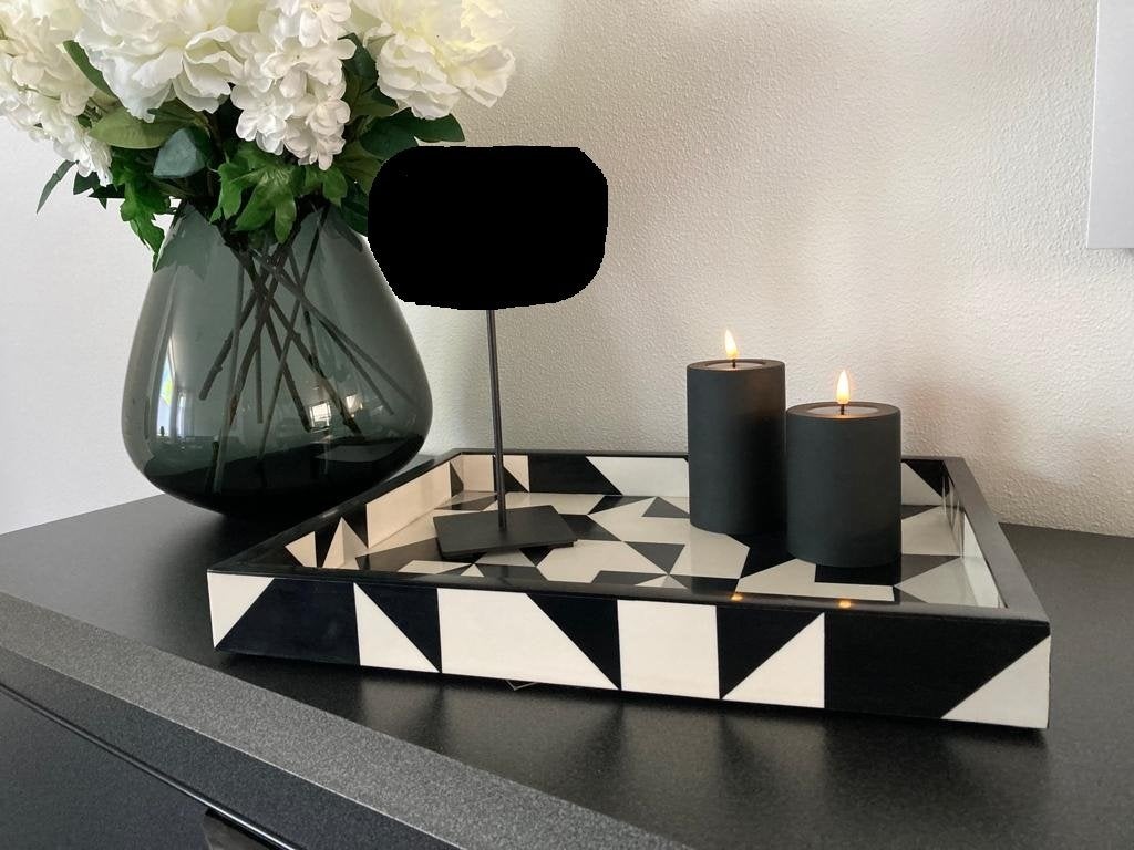 Diga Colmore luxury decoratie plateau zwart/wit/grijs Nieuw, Nieuw, Ophalen of Verzenden, Met opstaande rand, Dienblad
