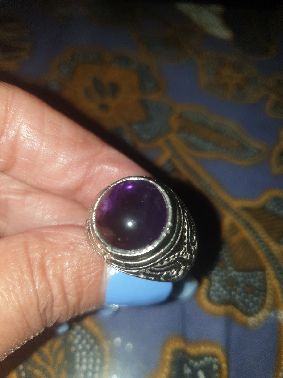 Ring maat 19 batu akik Kecubung Indonesië, Verzenden, 19 tot 20, Nieuw, Dame of Heer