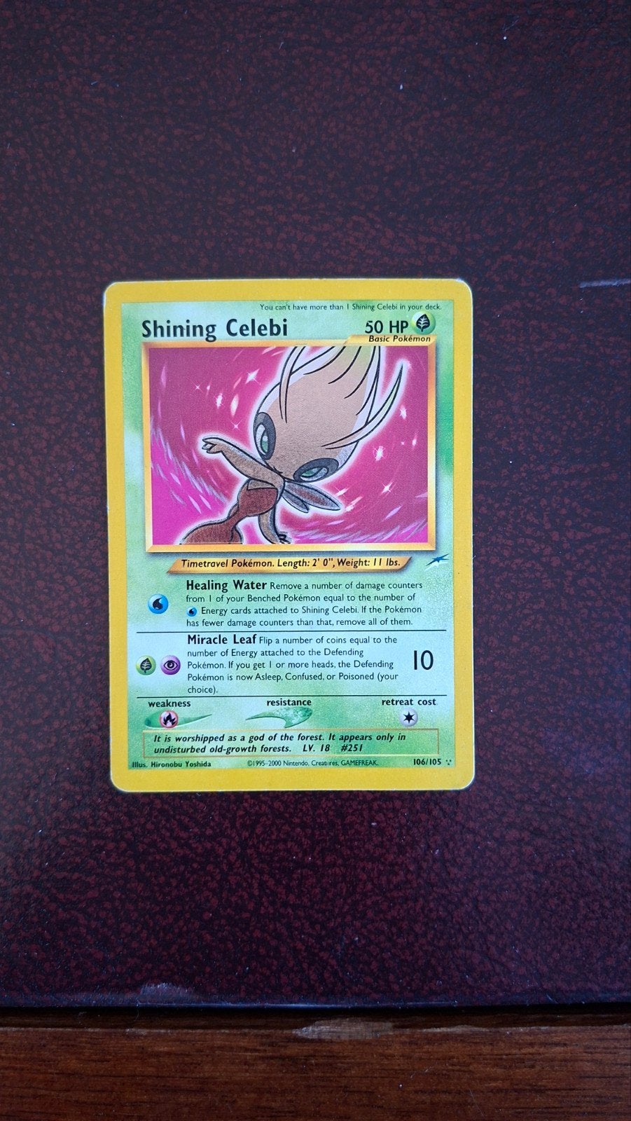 Shining Celebi 106/105 Neo Destiny Pokémon Kaart, Hobby en Vrije tijd, Ophalen of Verzenden, Gebruikt, Losse kaart, Foil