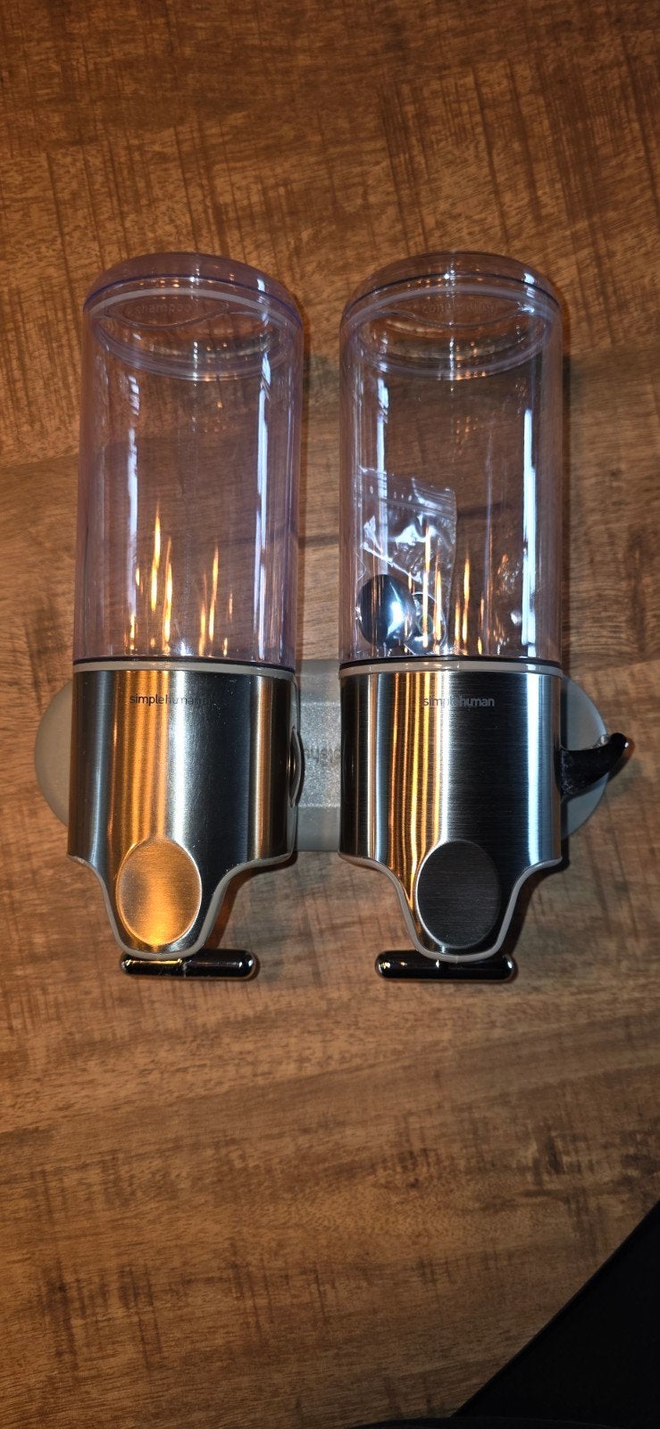 2x dubbele Simplehuman zeepdispensers – RVS – volledig werke, Ophalen of Verzenden, 25 tot 50 cm, Overige typen, Minder dan 100 cm