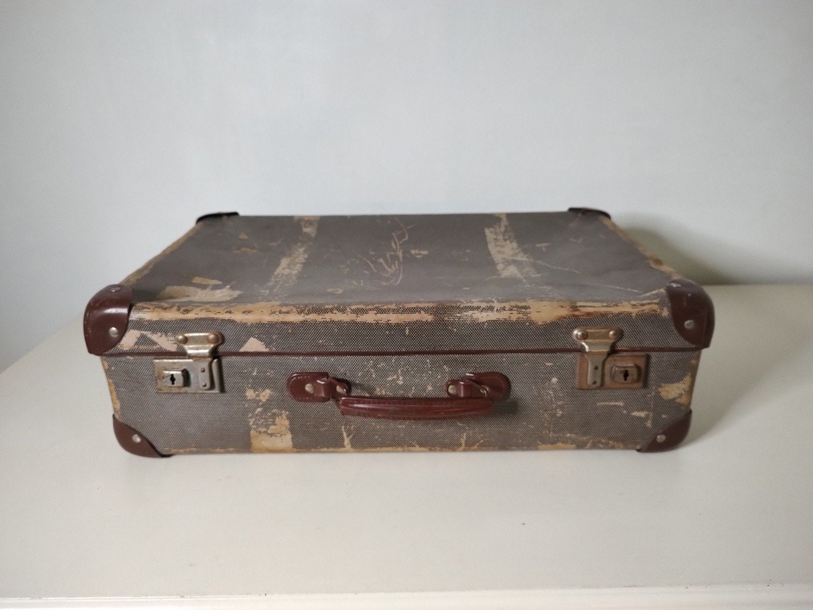Vintage jaren 40 koffer van geperst karton - K787, Overige materialen, Gebruikt, 50 tot 60 cm, Onbekend