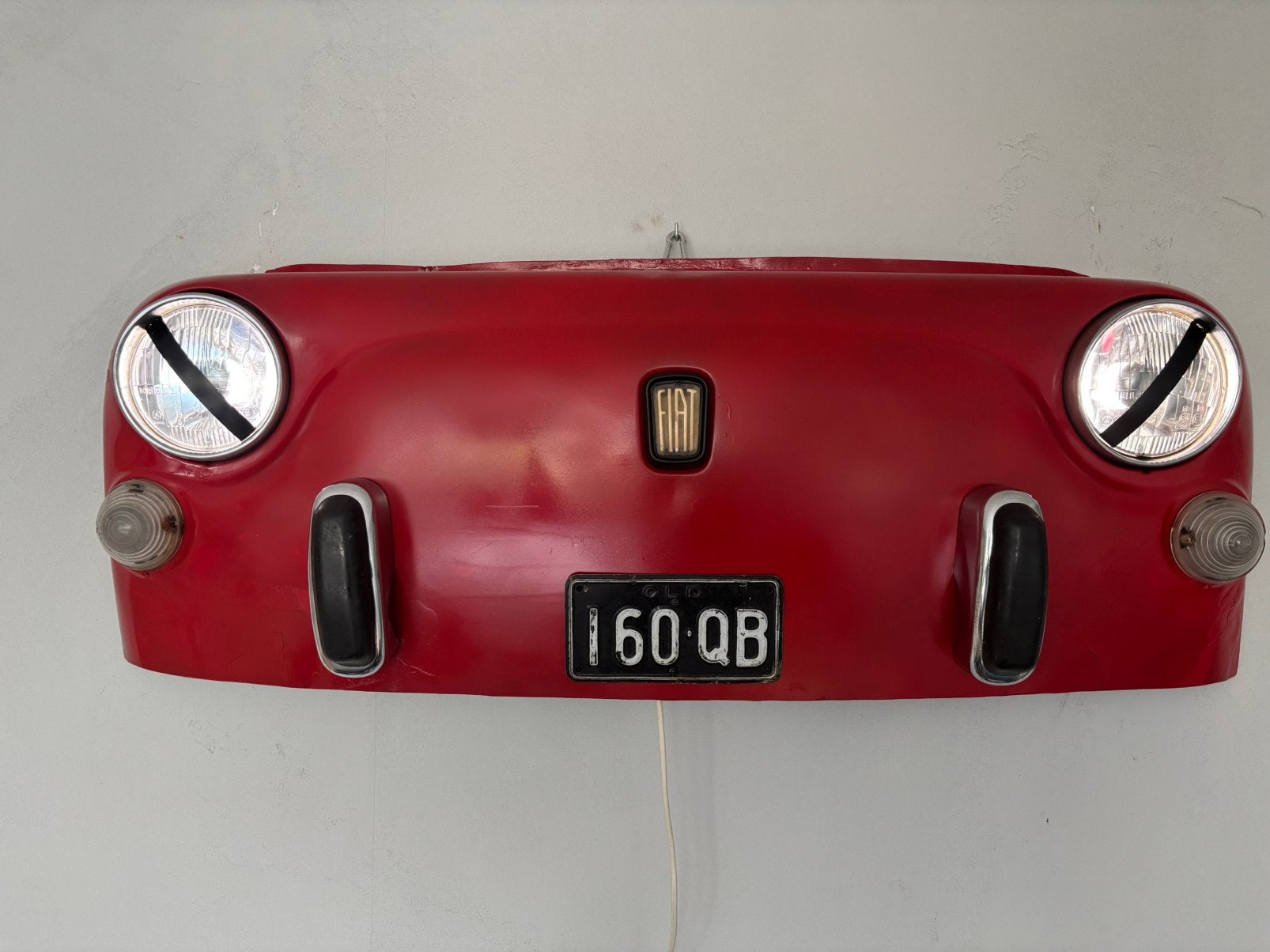Wanddecoratie classic Fiat 500 oldtimer front met LED Abarth, Ophalen, Gebruikt, Auto's