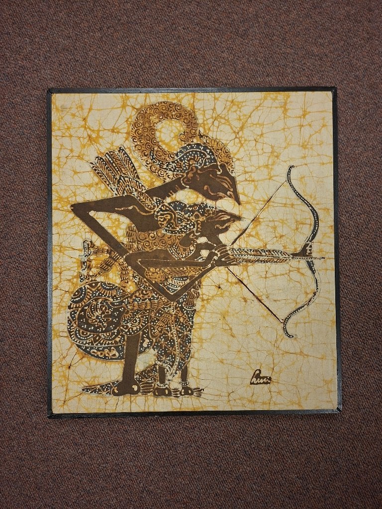 Indonesisch batik schilderij, Antiek en Kunst, Ophalen, Schilderij, Indonesië, 46 cm