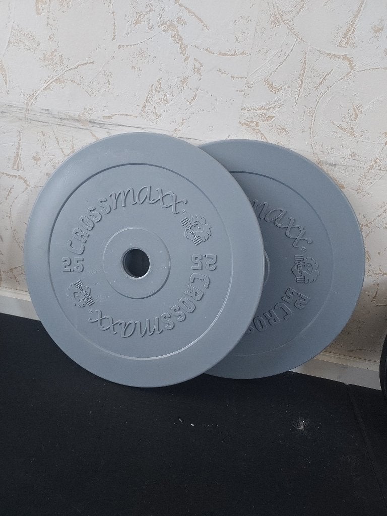 2x 2,5kg Crossmaxx Halterschijven, Ophalen, Gebruikt, Rug, Halterschijven