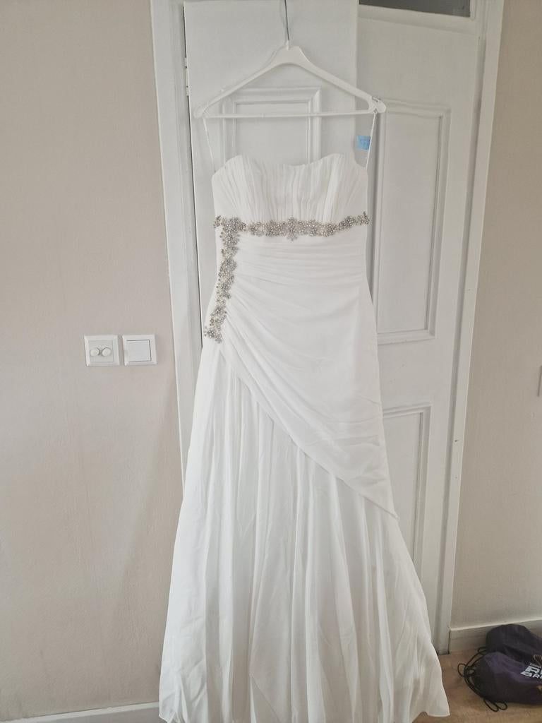 Sophia Tolli trouwjurk - strapless, Kleding | Dames, Trouwkleding en Trouwaccessoires, Ophalen, Zo goed als nieuw, Wit, Trouwjurk