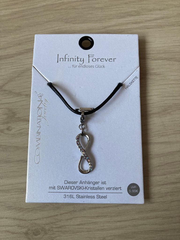 Infinity Forever, zilverkleurige infinity ketting, Overige materialen, Nieuw, Ophalen of Verzenden, Zilver