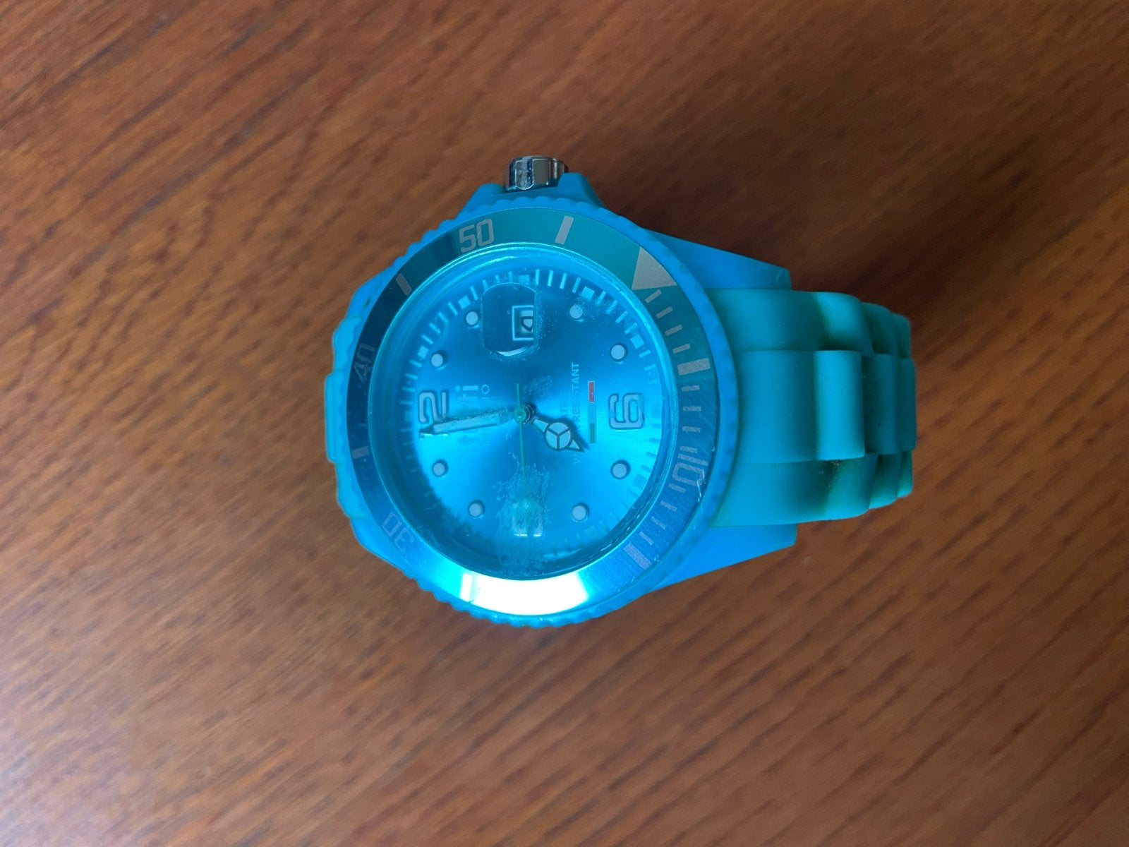 Turquoise polshorloge met lege batterij, Overige merken, Kunststof, Gebruikt, Polshorloge