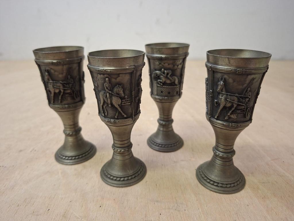 SKS Zinn tinnen bekerset – 4 stuks, Ophalen of Verzenden