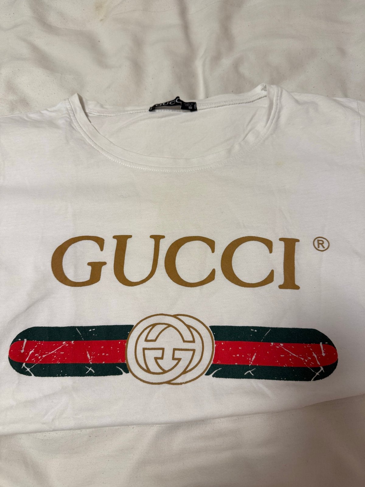 Gucci T-shirt wit met logo - Maat M, Maat 38/40 (M), Wit, Ophalen of Verzenden, Zo goed als nieuw