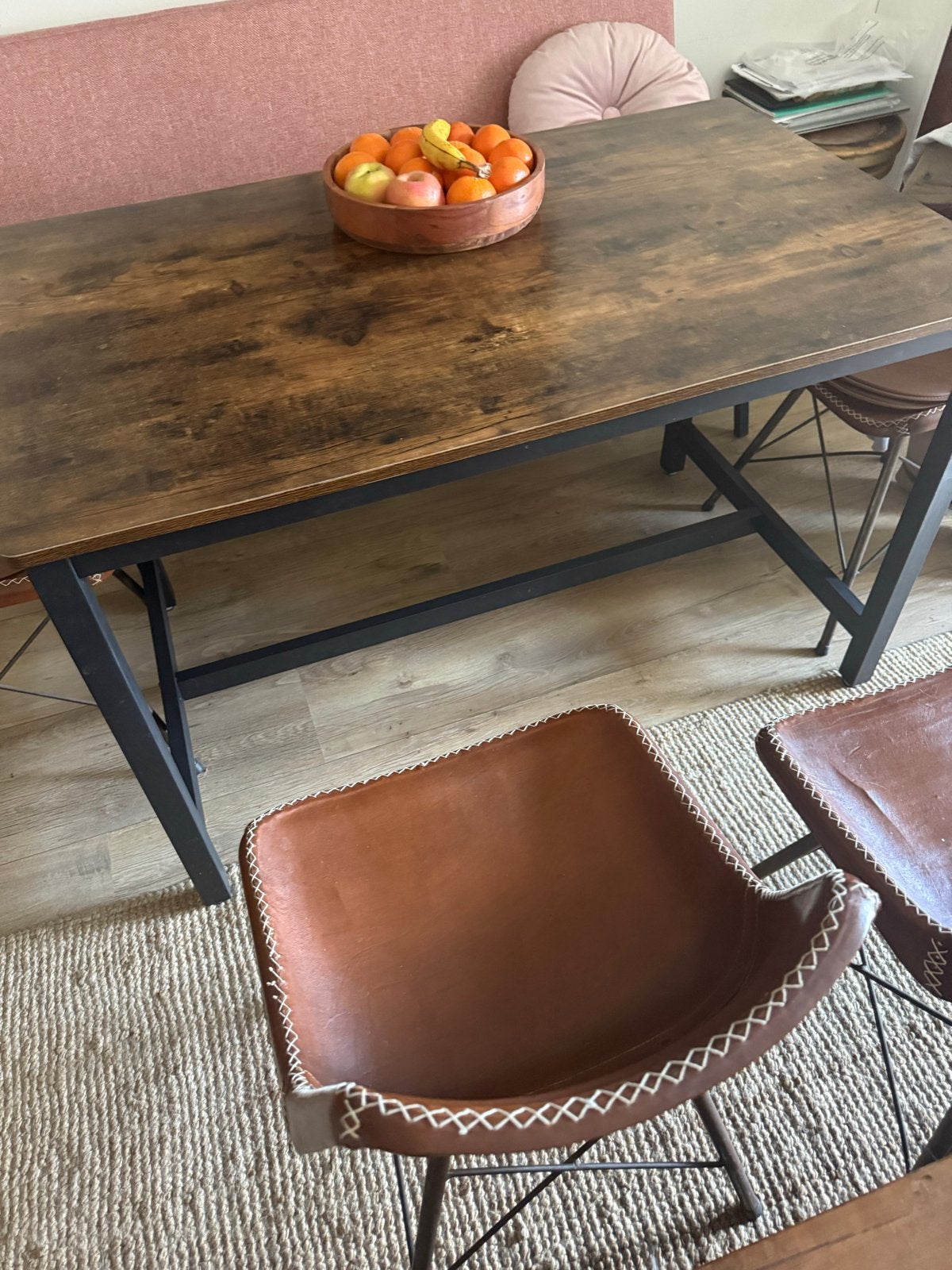Robuuste eettafel met industriële look, Huis en Inrichting, Tafels | Eettafels, Ophalen, Gebruikt, 100 tot 150 cm, 50 tot 100 cm
