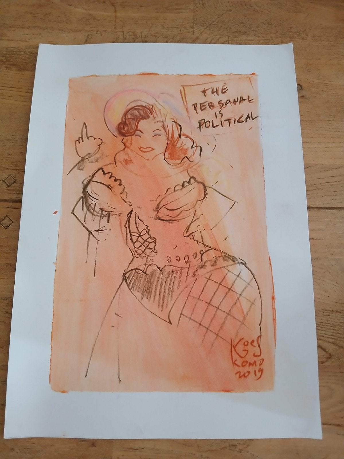 Originele tekening Koes Komo, Ophalen of Verzenden, Tekening, Gemengde techniek, Origineel