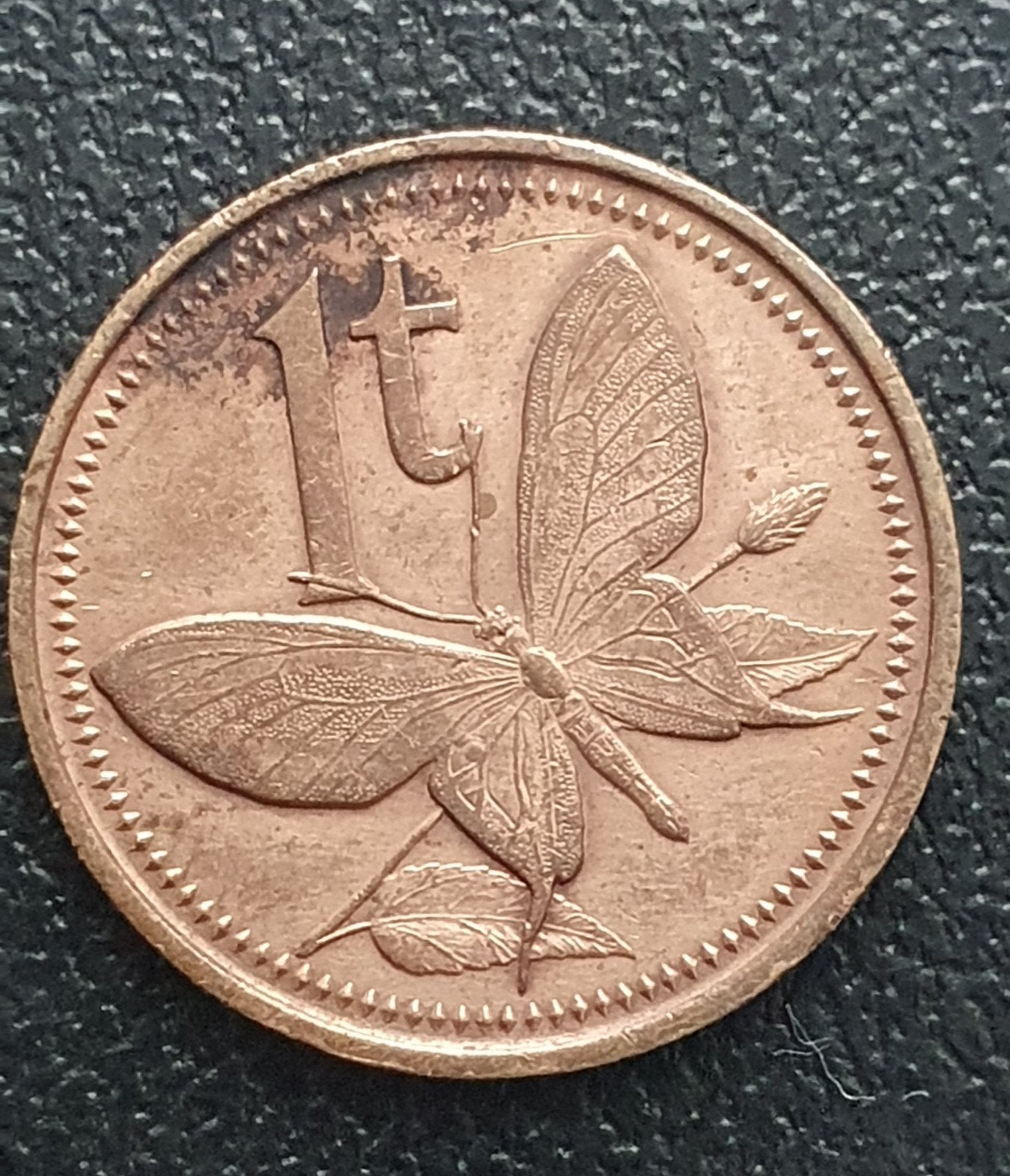 1 Toea munt uit 1975 Papoea-Nieuw-Guinea., Postzegels en Munten, Ophalen of Verzenden, Losse munt