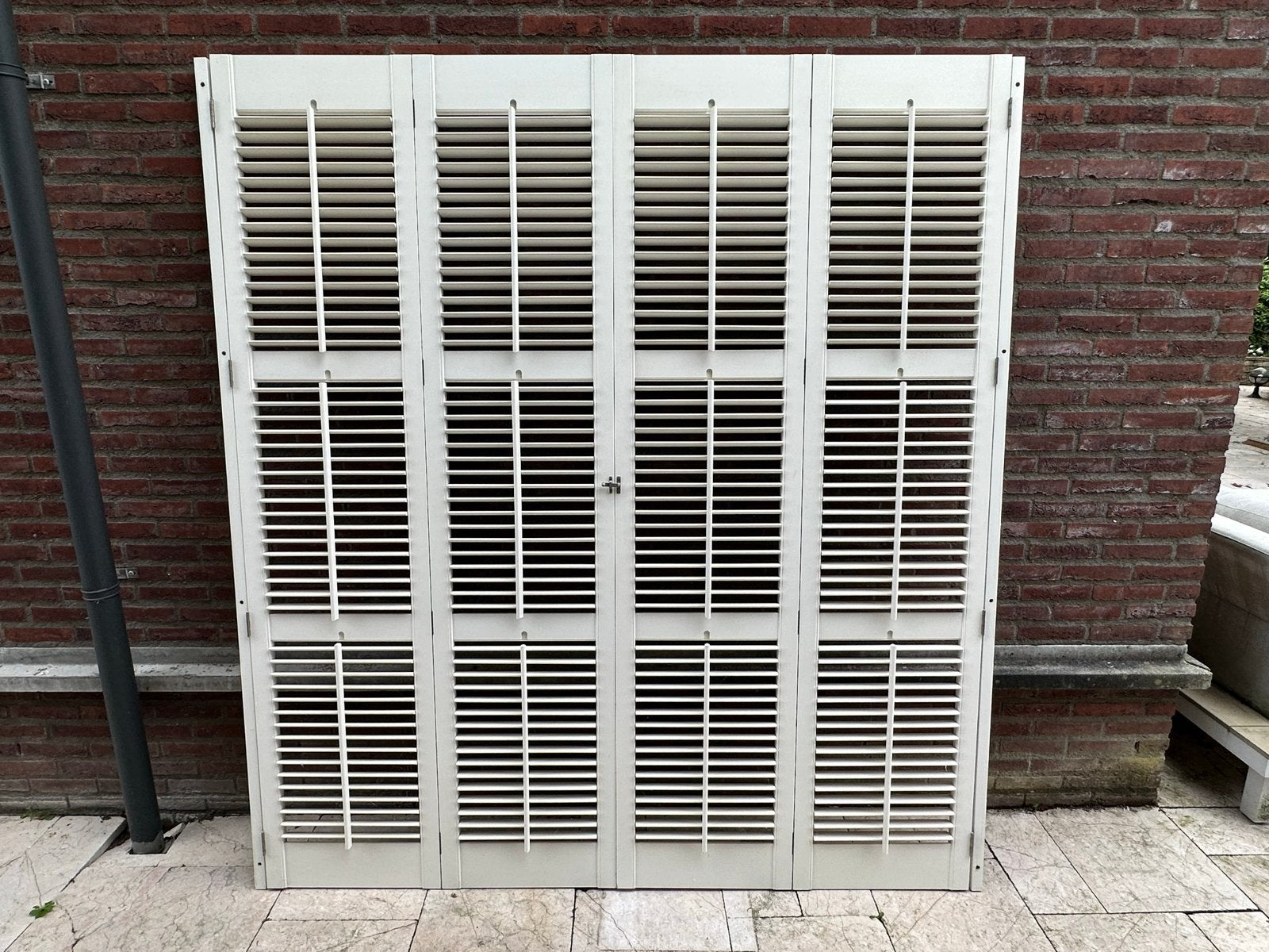 Witte houten shutters - 4 panelen 1.97 x 2.13, 200 cm of meer, Wit, 150 tot 200 cm, Ophalen of Verzenden