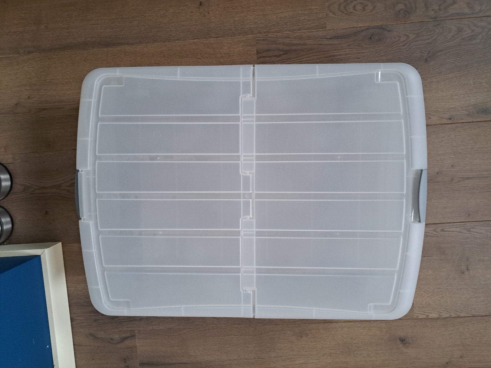 2 x een Opbergbak met afneembaar en deelbaar deksel, Ophalen, Zo goed als nieuw, Wit, Kunststof