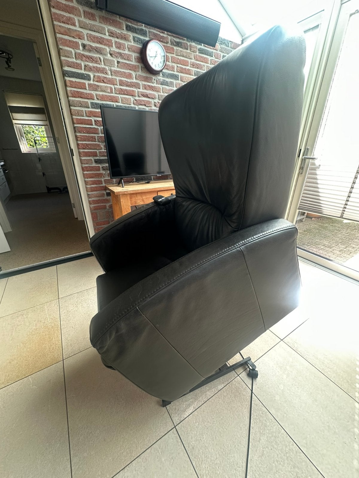 Sta op stoel relax fauteuil, Huis en Inrichting, Ophalen, Gebruikt, 100 tot 125 cm, Leer