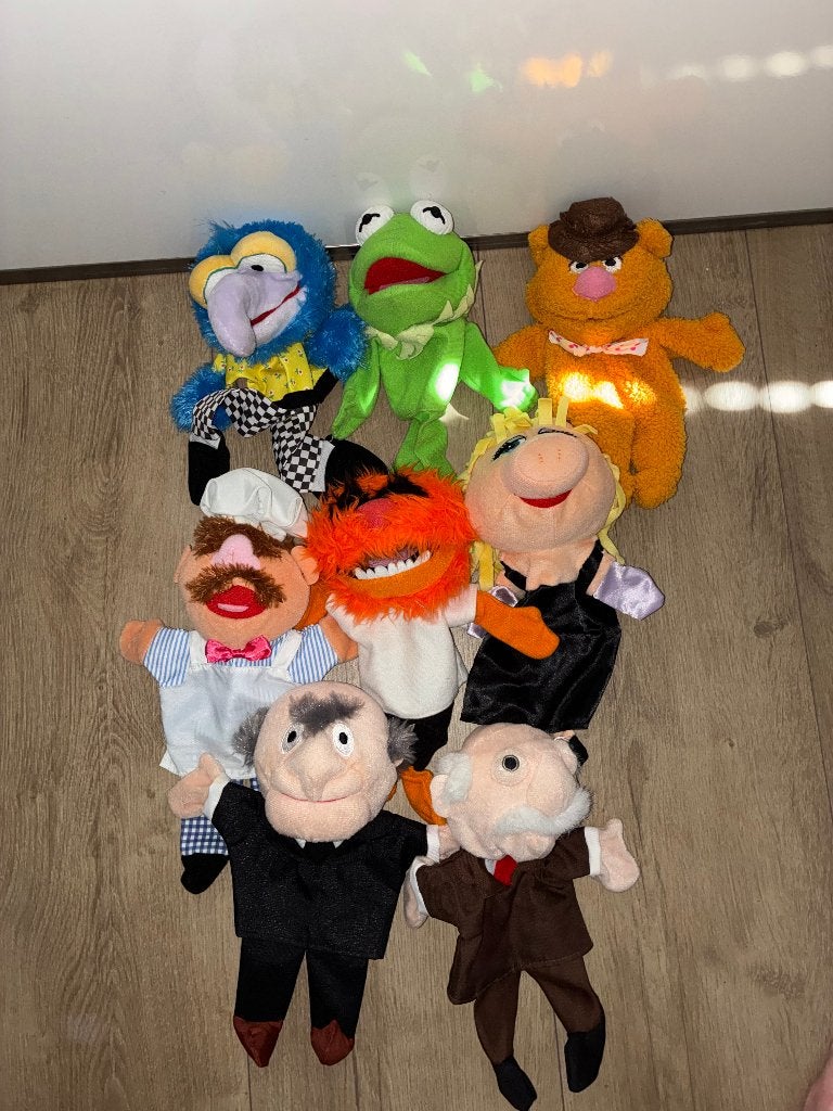 Handpoppen set muppets disney compleet 8 stuks, Ophalen of Verzenden, Zo goed als nieuw, Overige typen