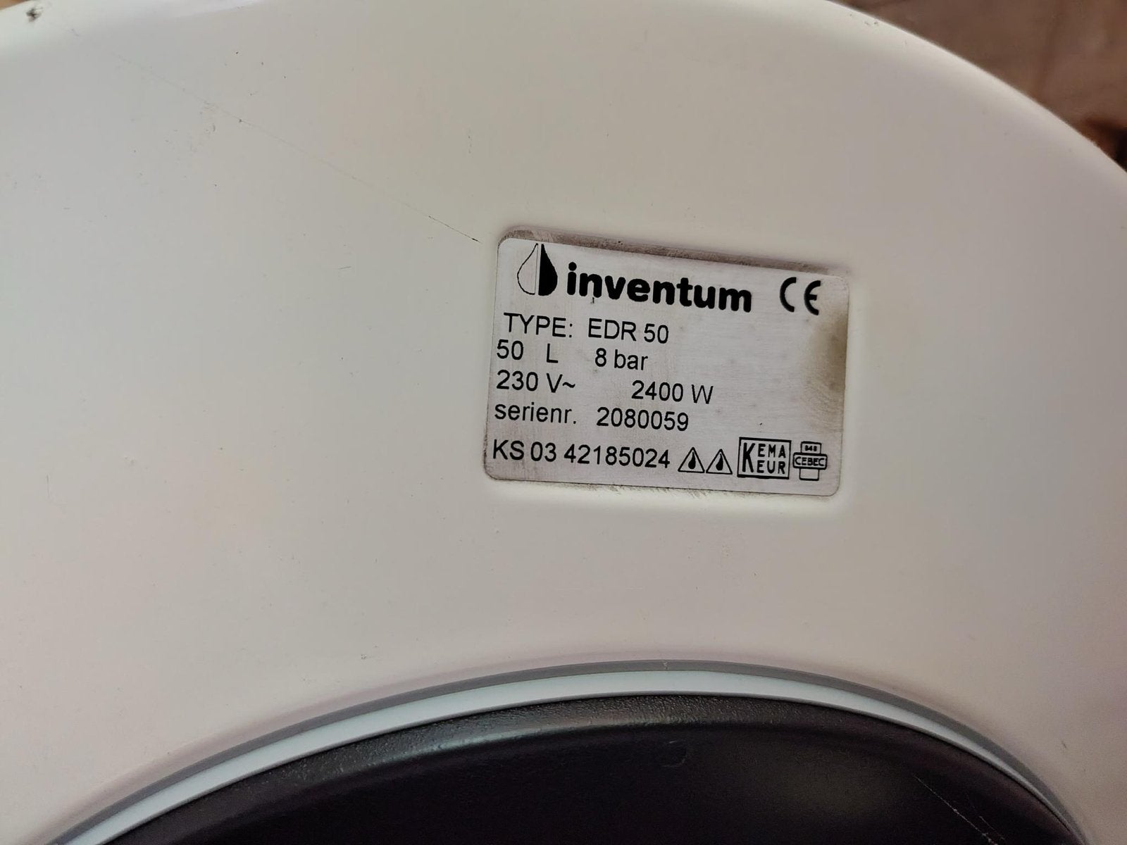 Inventum EDR50 Boiler - 50 Liter, 2400W, Ophalen, Gebruikt, 20 tot 100 liter, Boiler