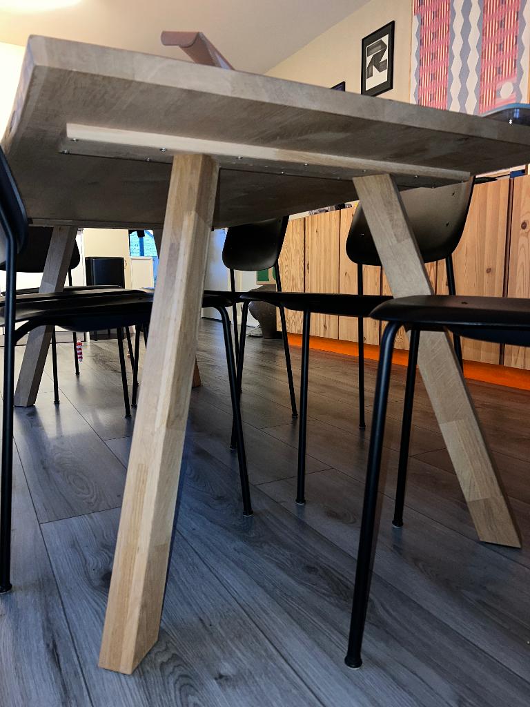 WOOOD Tablo 3-standen eiken tafelpoten, Huis en Inrichting, Tafelonderdelen, Zo goed als nieuw, Tafelpoot, 50 tot 100 cm, 50 tot 100 cm