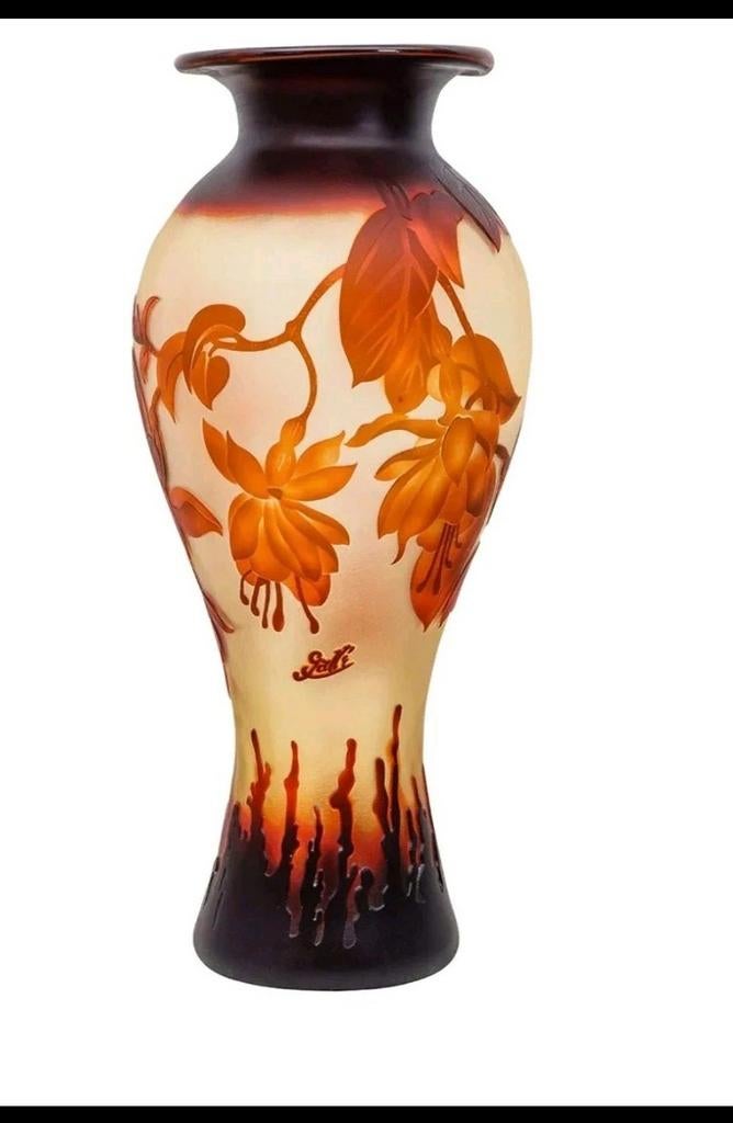 Prachtige Art Nouveau Galle Type Vaas met Bloemenmotief, Antiek en Kunst, Antiek | Vazen, Ophalen of Verzenden