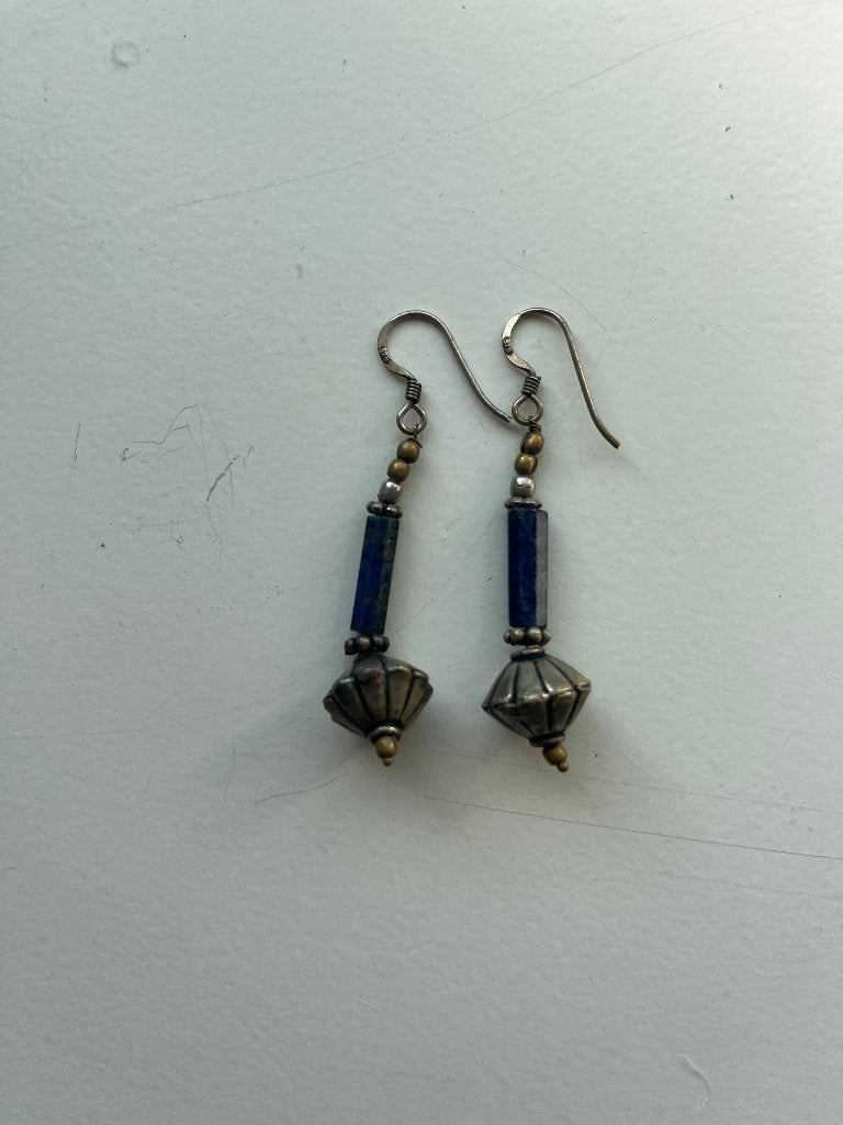 Zilveren oorhangers met Lapis Lazuli, Blauw, Ophalen of Verzenden, Met edelsteen, Zilver