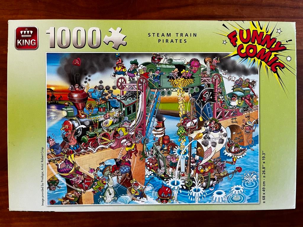 King cartoon puzzel Stoomtrein piraten 1000 stukjes, Ophalen of Verzenden, 500 t/m 1500 stukjes, Zo goed als nieuw, Legpuzzel