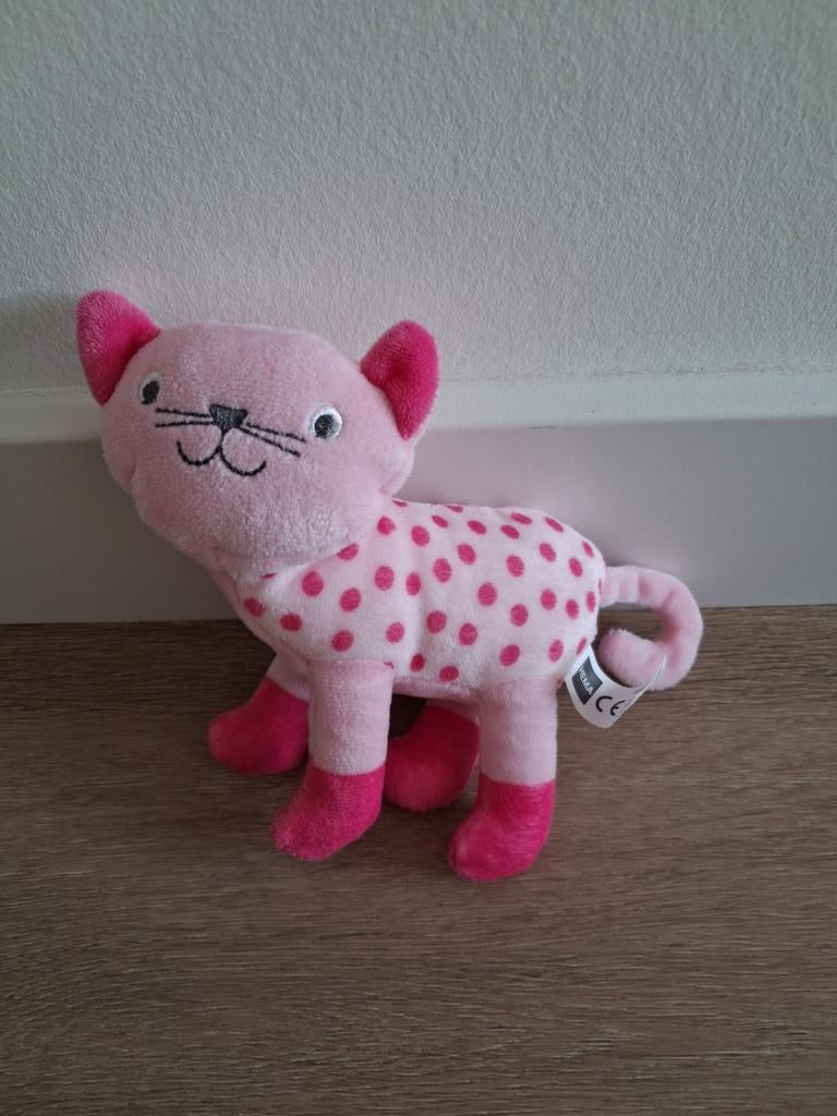 Knuffel poes Hema 18 cm roze lichtroze kat K9930, Ophalen of Verzenden, Zo goed als nieuw