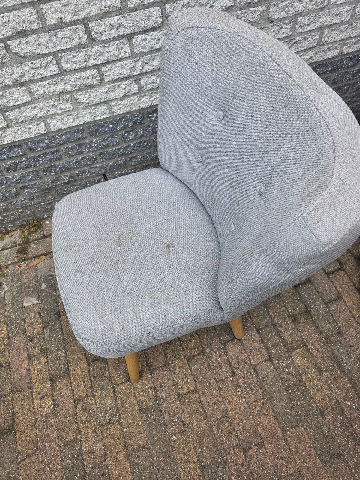 Grijze fauteuil, Huis en Inrichting, Stoelen, Ophalen, Modern, Klassiek, Gebruikt, Stof