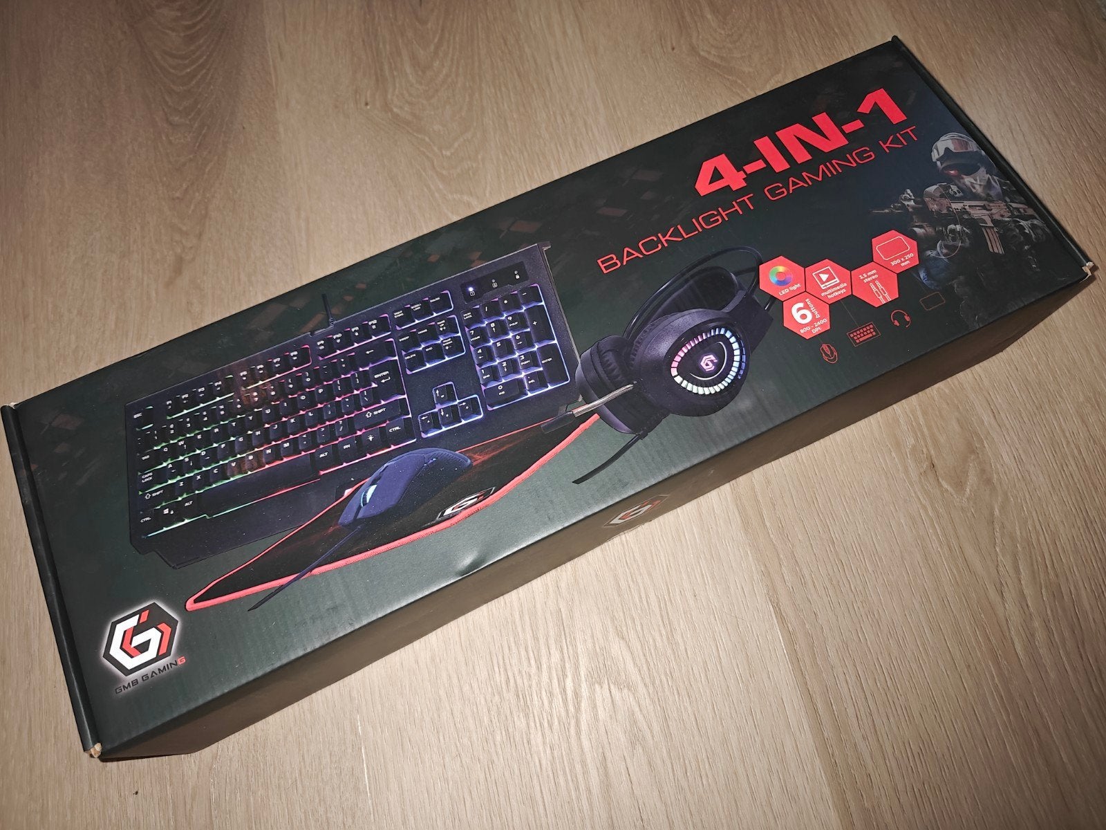 Gembird 4-in-1 Backlight Gaming Kit, Computers en Software, Toetsenborden, Nieuw, Qwerty, Bedraad, Gaming toetsenbord, Toetsenbord en muis-set