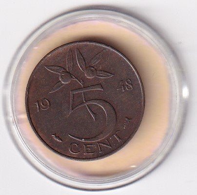 5 Cent 1948 Zeer fraai met diverse Muntkleuren, Postzegels en Munten, Munten | Nederland, Verzenden, Koningin Wilhelmina, 5 cent