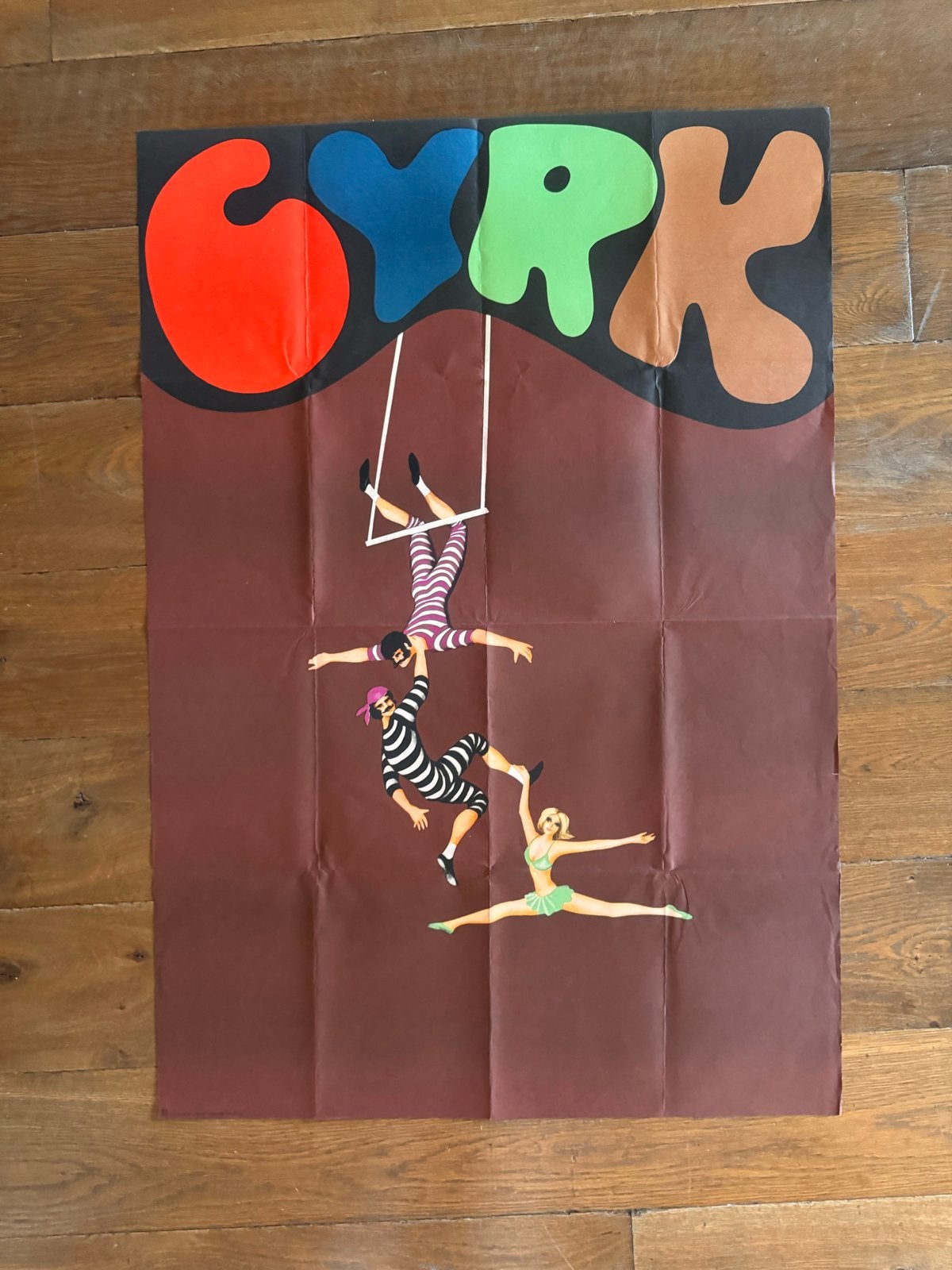 Vintage CYRK Circus Poster 1975 - Kotarbinski - Trapeze, Deurposter of groter, Ophalen of Verzenden, Overige onderwerpen, Rechthoekig Staand