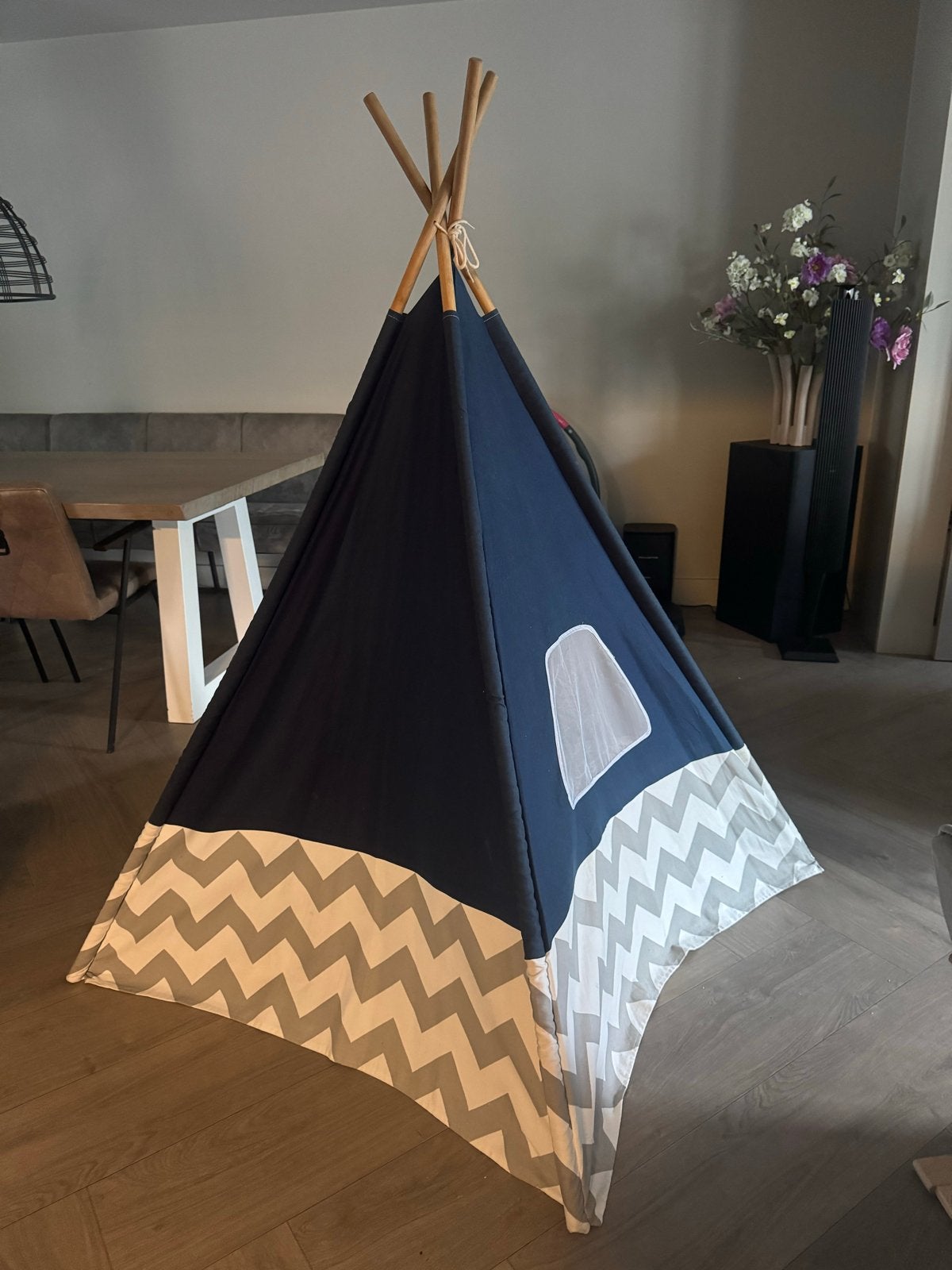 Blauw witte wigwam speeltent - Zo goed als nieuw, Ophalen, Zo goed als nieuw