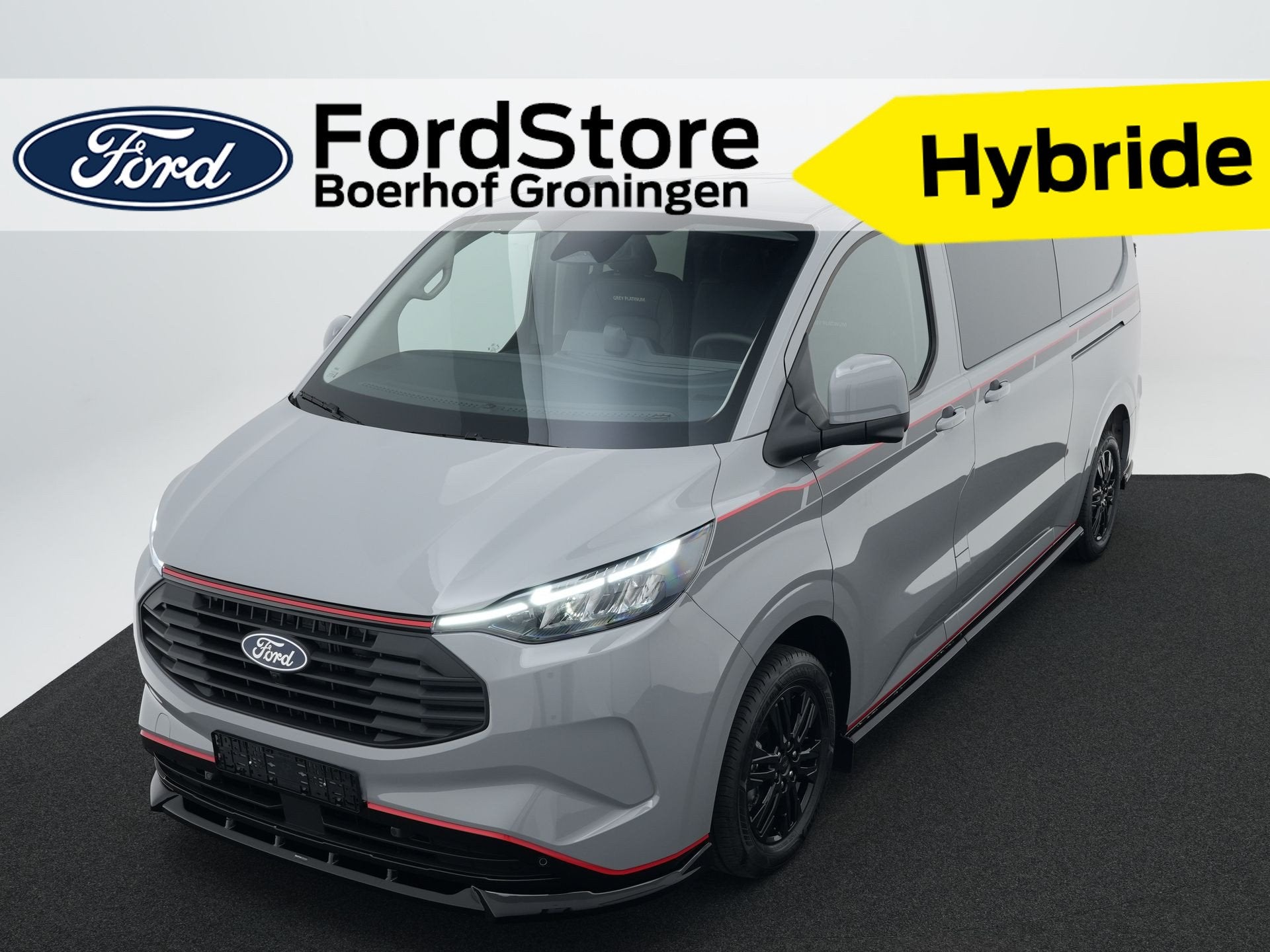 Ford Transit Custom 320 2.5 PHEV L2H1 Grey Platinum DC | 360, Auto's, Bestelauto's, Bedrijf, Te koop, 360° camera, ABS, Achteruitrijcamera