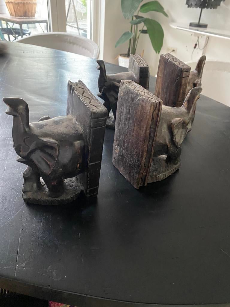 Boekensteun olifant, hout, Afrika, per set€20,00, Ophalen, Nieuw