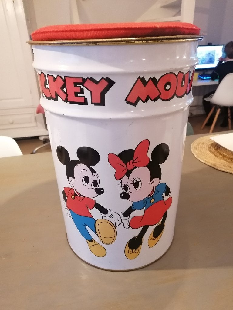Mickey & Mini Mouse opbergton + kruk, Ophalen of Verzenden, Mickey Mouse, Gebruikt, Overige typen