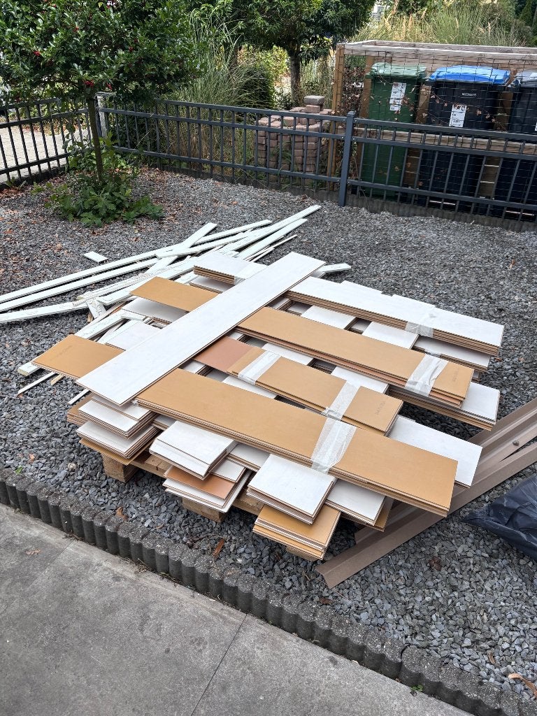Gratis vloer vandaag afhalen ivm regen, Ophalen, Gebruikt, 50 tot 150 cm, 10 m² of meer