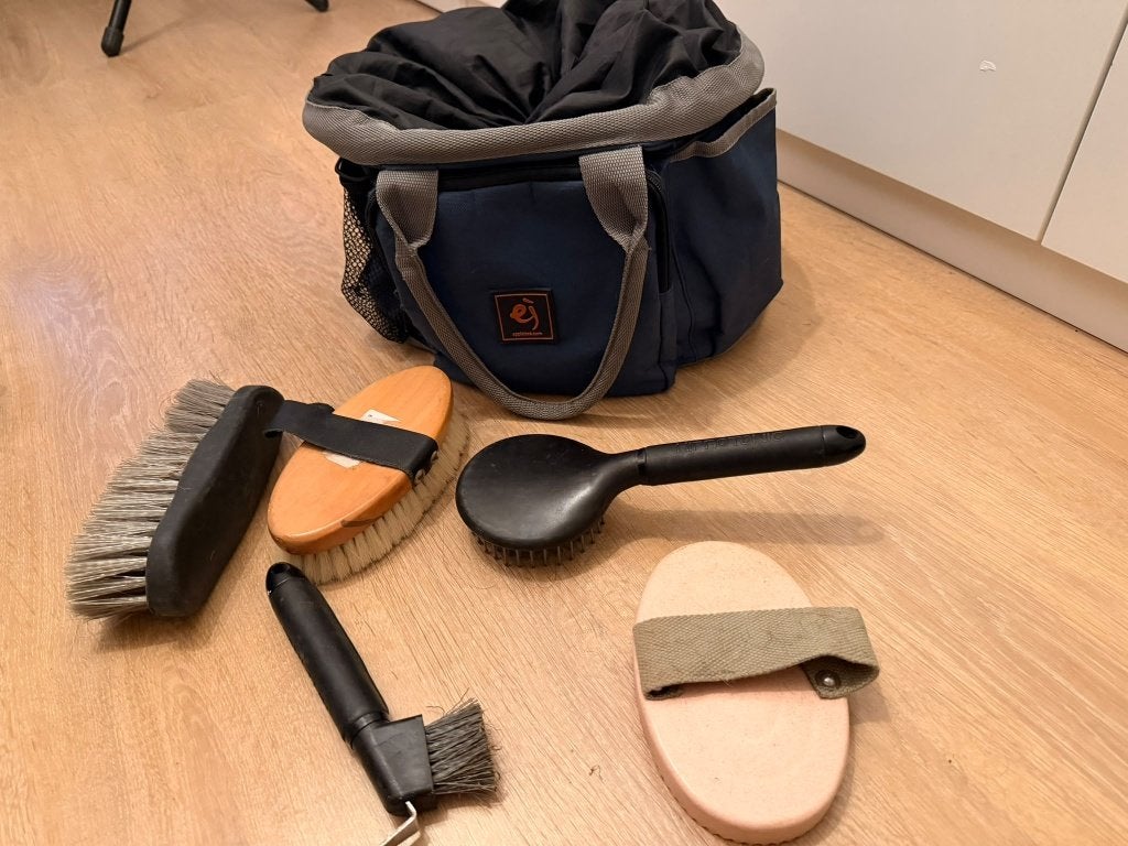 Borstel tas met zweep en borstels, Ophalen, Blauw, Gebruikt, Overige typen