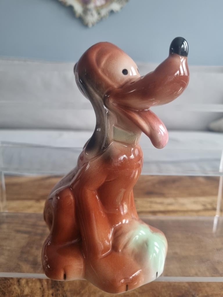 Vintage Pluto beeldje - Keramiek/Porselein - Walt Disney, Ophalen of Verzenden